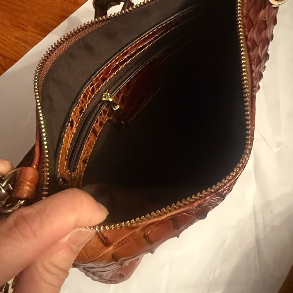 Brown Crocodile Embossed Leather Clutch - Picture 4 of 7